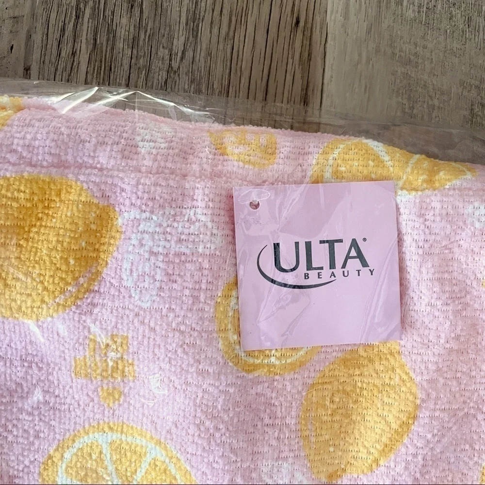 🌺 Ulta Lemon Pink Towel & Drawstring Backpack Set NWT